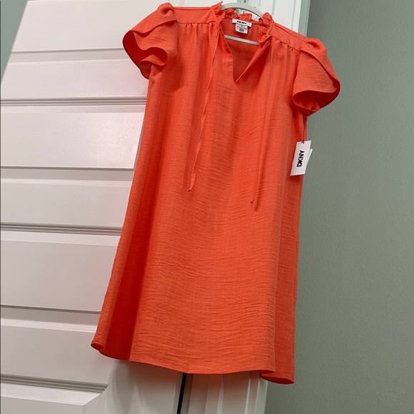 New DKNY Coral Flutter Sleeve Shift Dress Sz 6 - Picture 4 of 10
